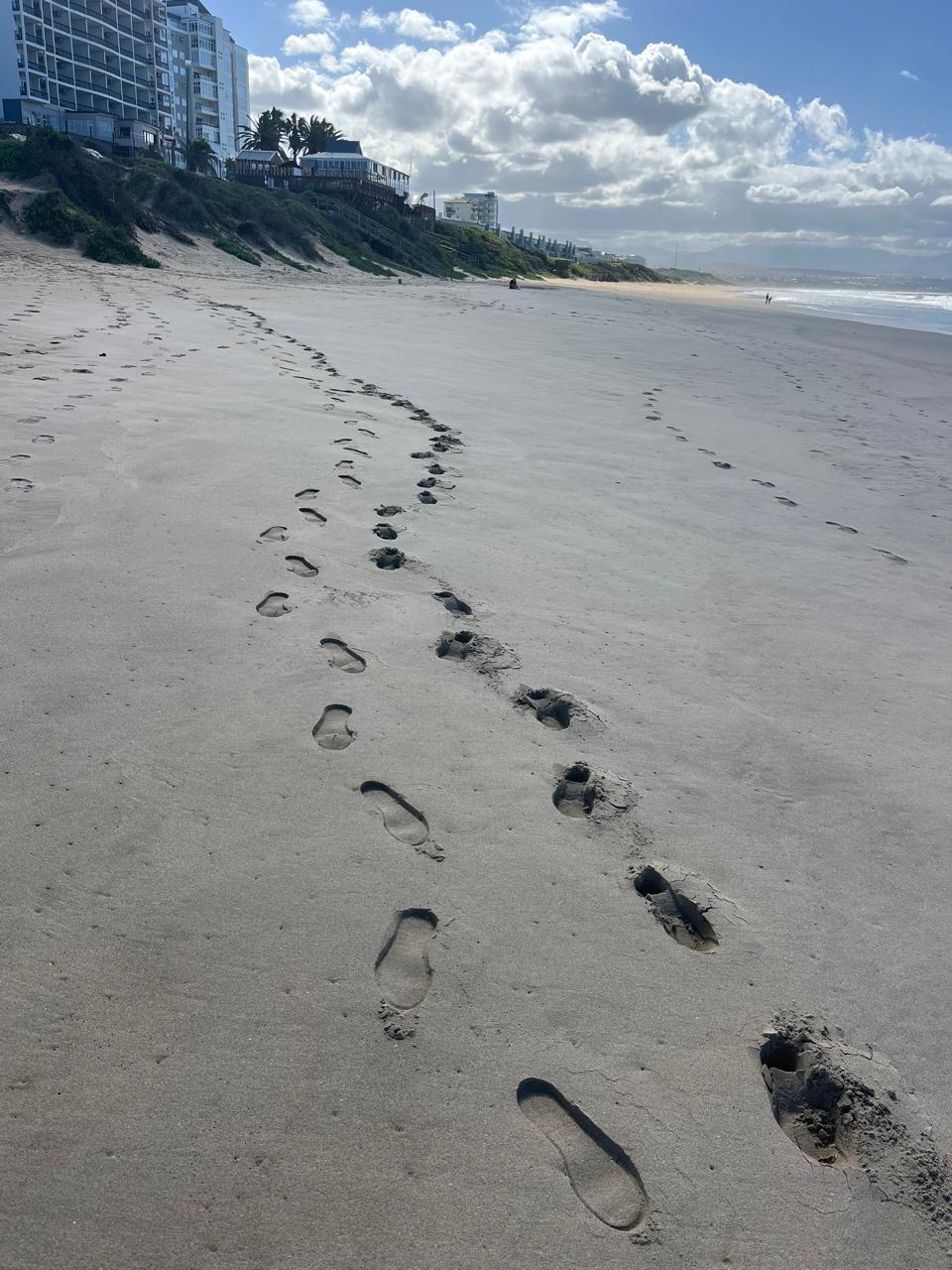 Footprints along a beach as a symbol of a supported journey